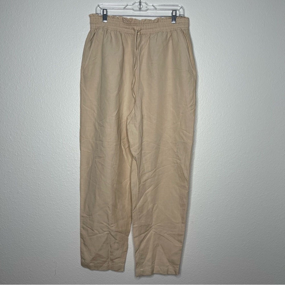 BlankNYC Beige Linen Blend High Waisted‎ Pants Size L
